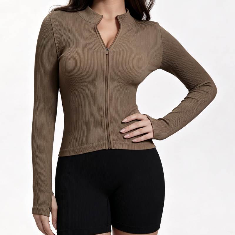 Women Ribbed Long Sleeve Zip U - Outdoor Sportswear recension och pris